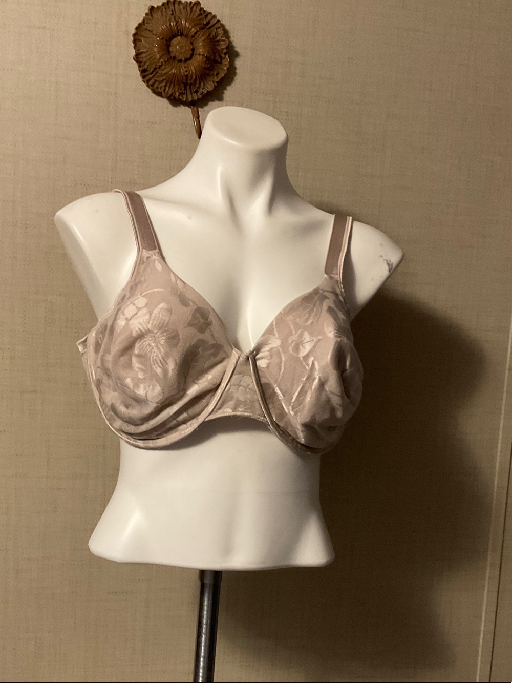 Playtex Taupe Floral Full-Coverage Underwire Bra